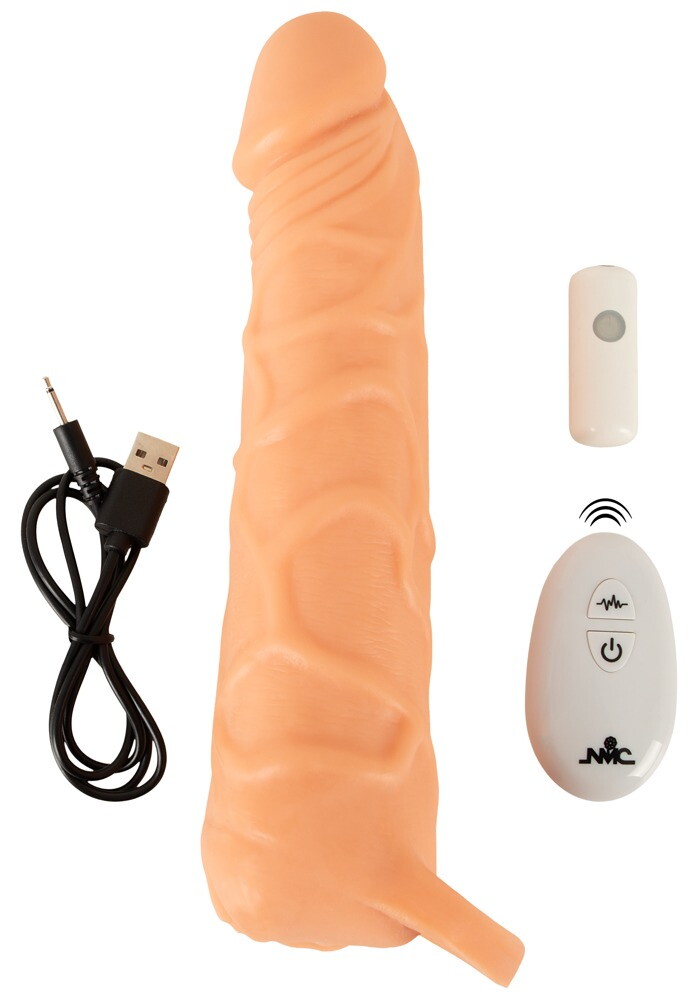 Vibro-Penishülle „2in1 Extension & Masturbator RC“ mit Hodenring