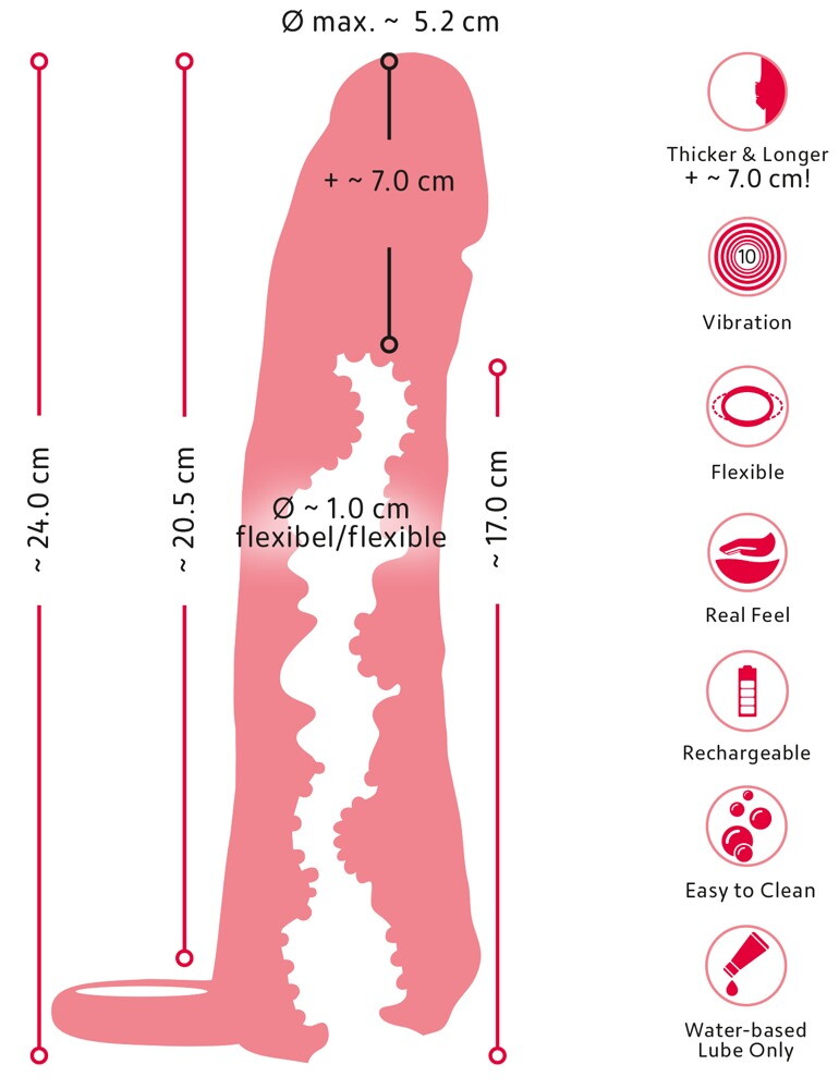 Vibro-Penishülle „2in1 Extension & Masturbator RC“ mit Hodenring