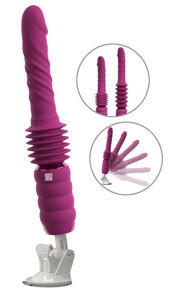 Stoßvibrator „Thrusting & Rotating Fucking Machine“ mit abnehmbarem Saugfuß