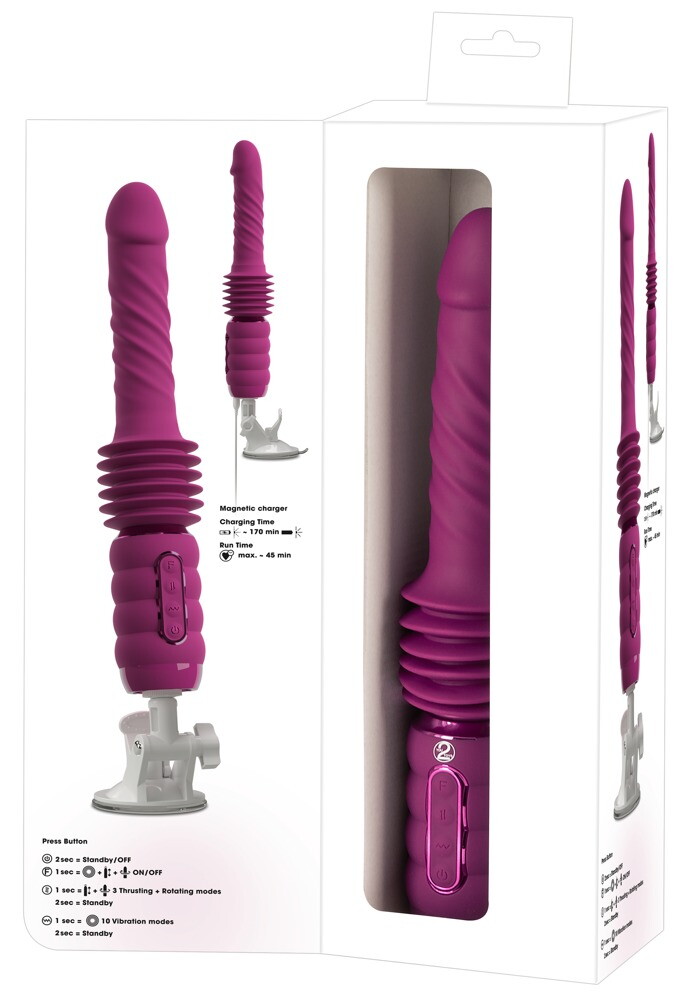 Stoßvibrator „Thrusting & Rotating Fucking Machine“ mit abnehmbarem Saugfuß